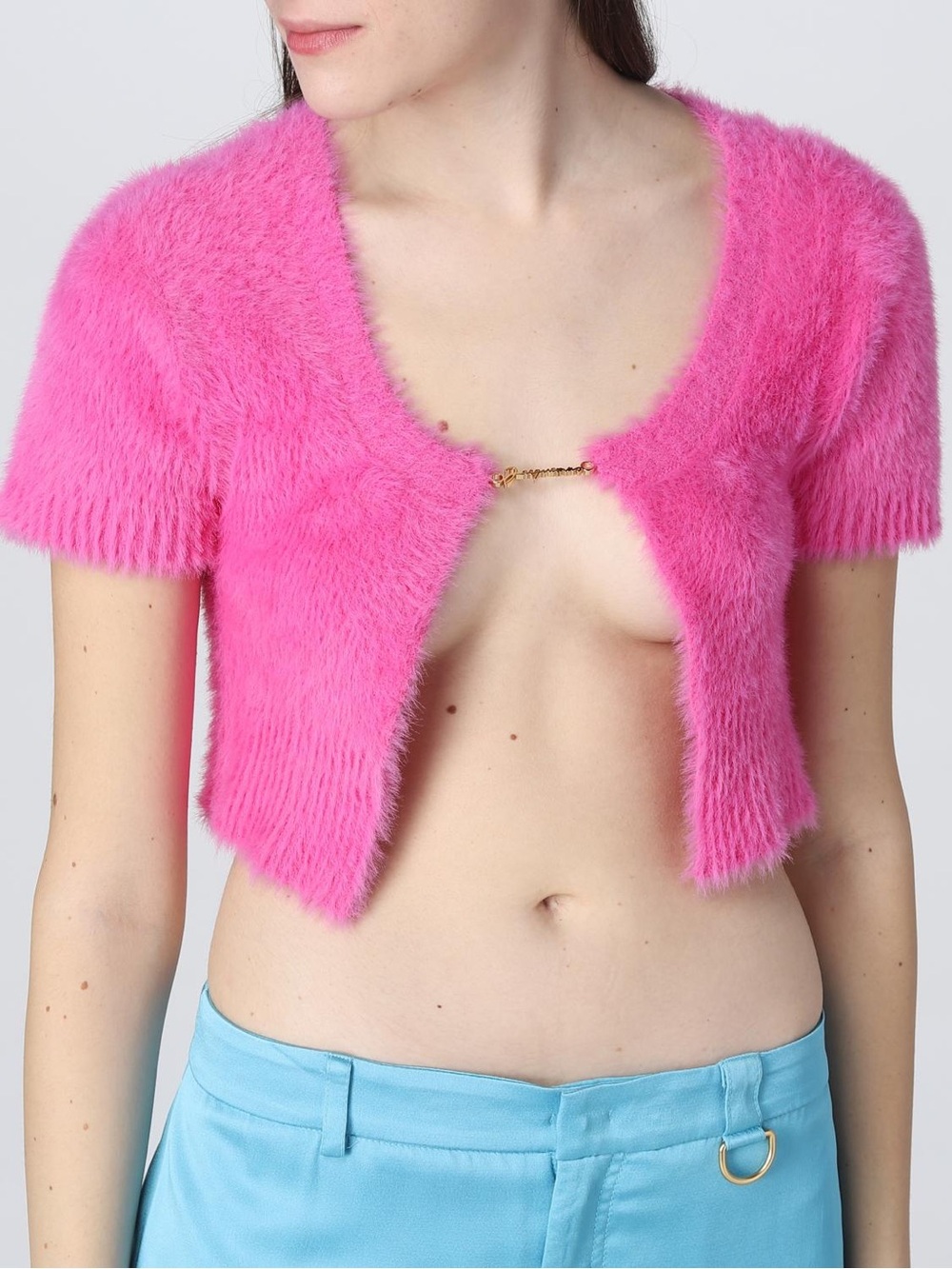 Jacquemus Hot Pink Fuzzy Cropped Cardigan
